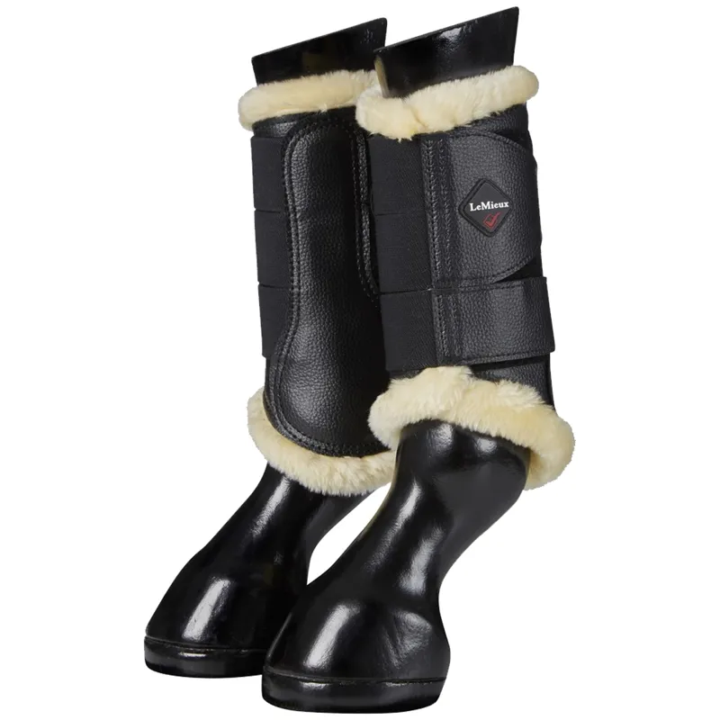 LeMieux Fleece Lined Brushing Boots - Black/Natural
